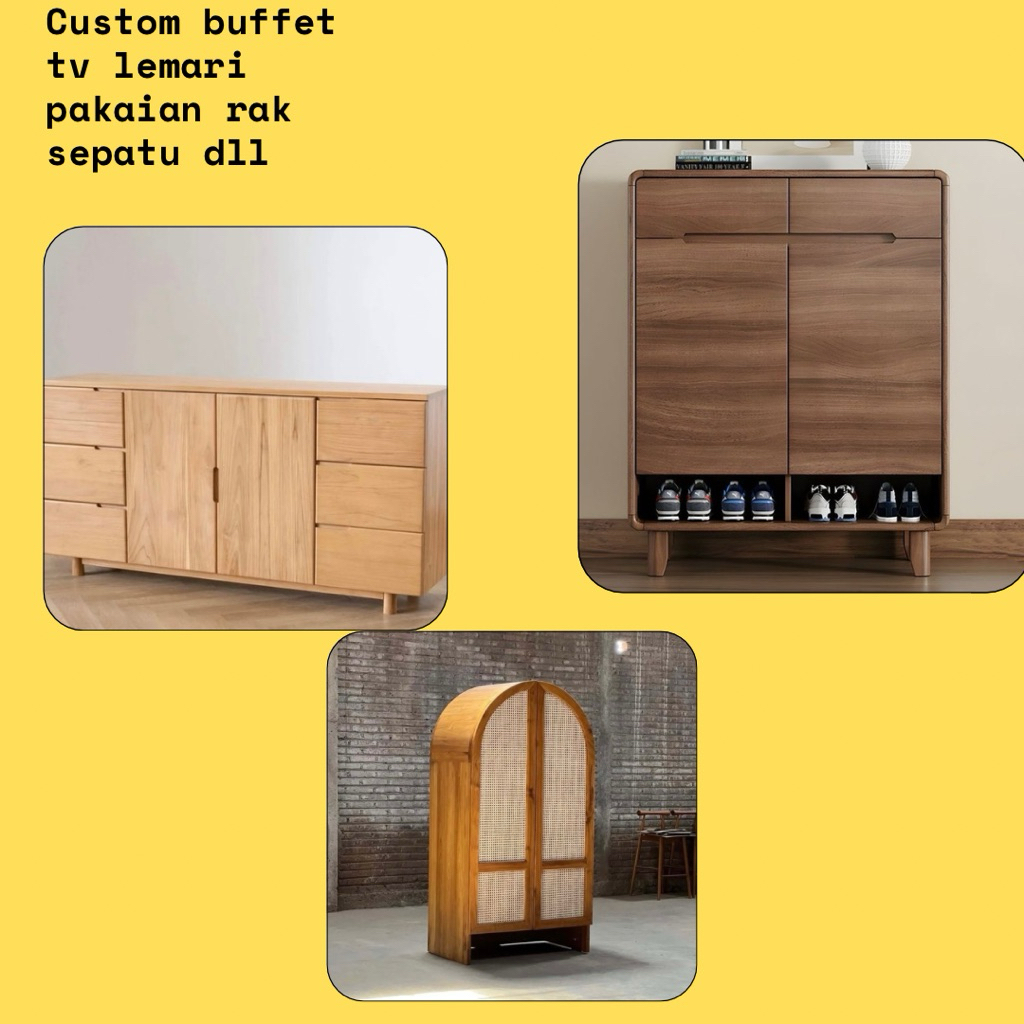 custom buffet tv rak sepatu lemari pakaian dll