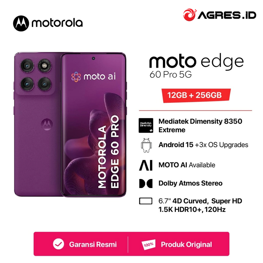 Motorola Edge 60 Pro 5G 12/256GB 19 Moto AI MTK Dimensity 8350 Extreme 6.7 inch HDR10  Pantone Curat
