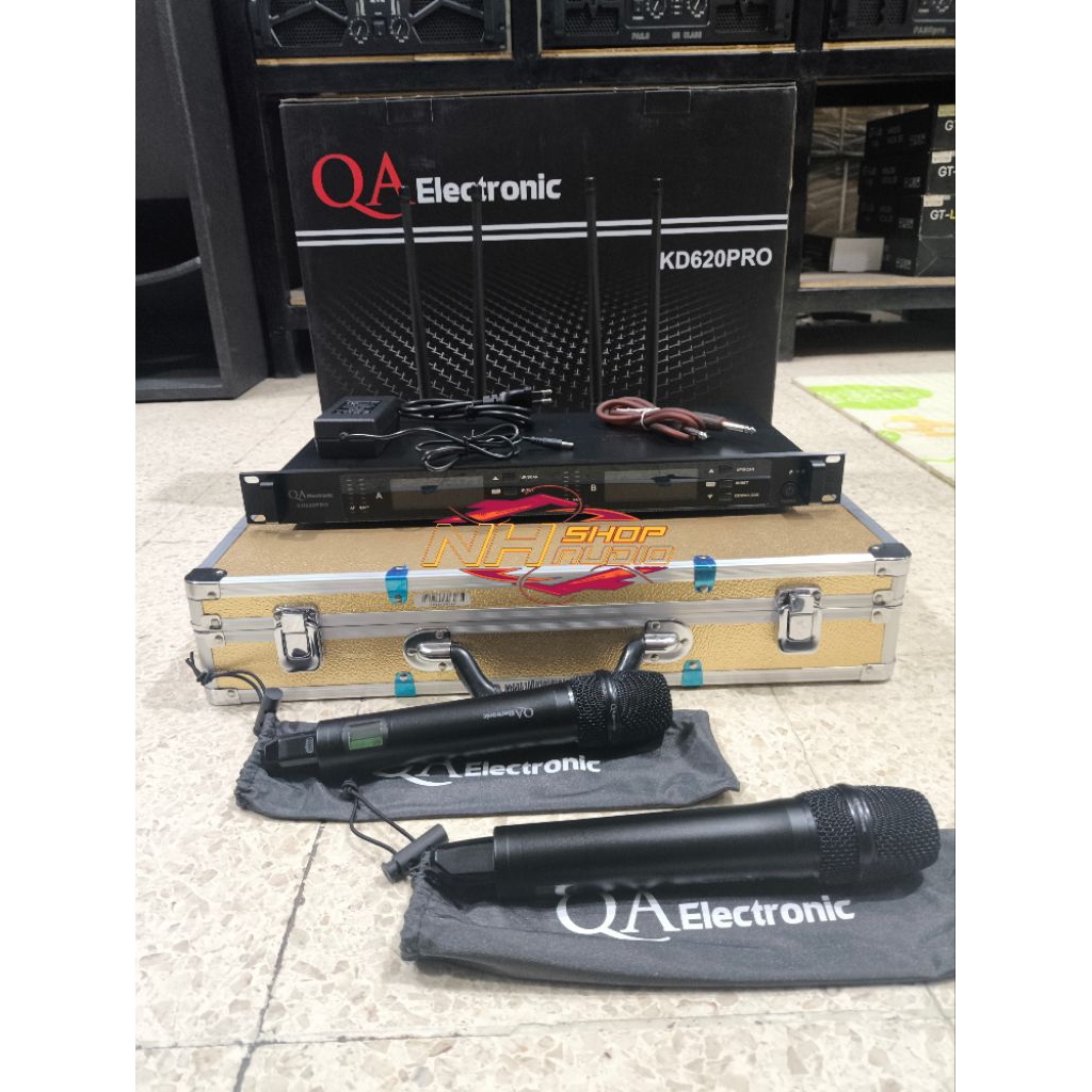 Mic Wireless QA Electronic KD620pro Warna Hitam KD 620 Original By RDW UHF 2 Mic Genggam 100 Meter P