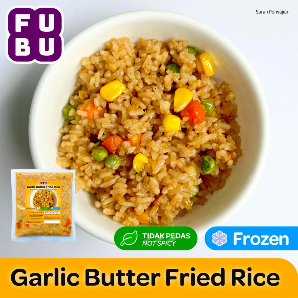 

FUBU Garlic Butter Fried Rice - Nasi Goreng Bawang Putih - Satu Porsi Lauk Instan Frozen Food