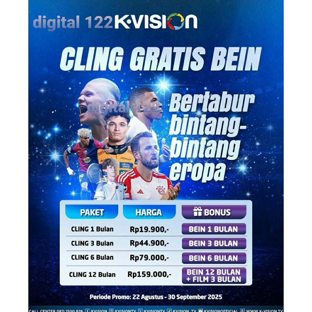 PROOOMO PAKET CLING K VISION 1BULAN & 6BULAN, K VISION SEMUA JENIIS RECEIVER k vision