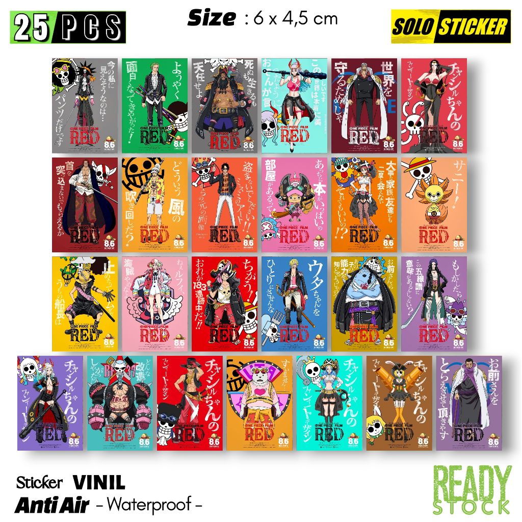 

Sticker Vinil One Piece Red Waterproof Sticker Laptop Paper Stationery Tumbler Koper Diary Notebook