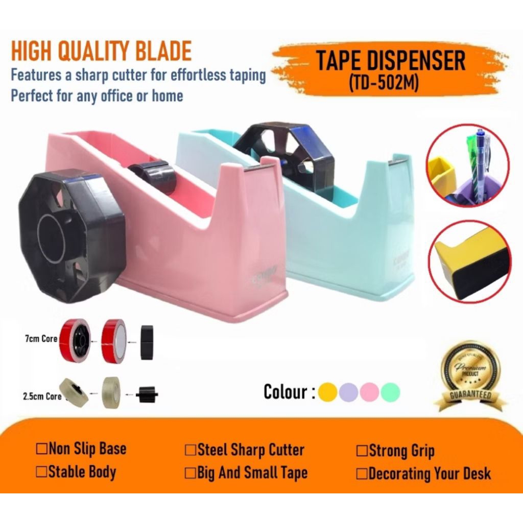 

Tape Dispenser TD-502M / Tape Cutter 2in1 /Tempat Isolasi / Dispenser Isolasi / Pemotong isolasi