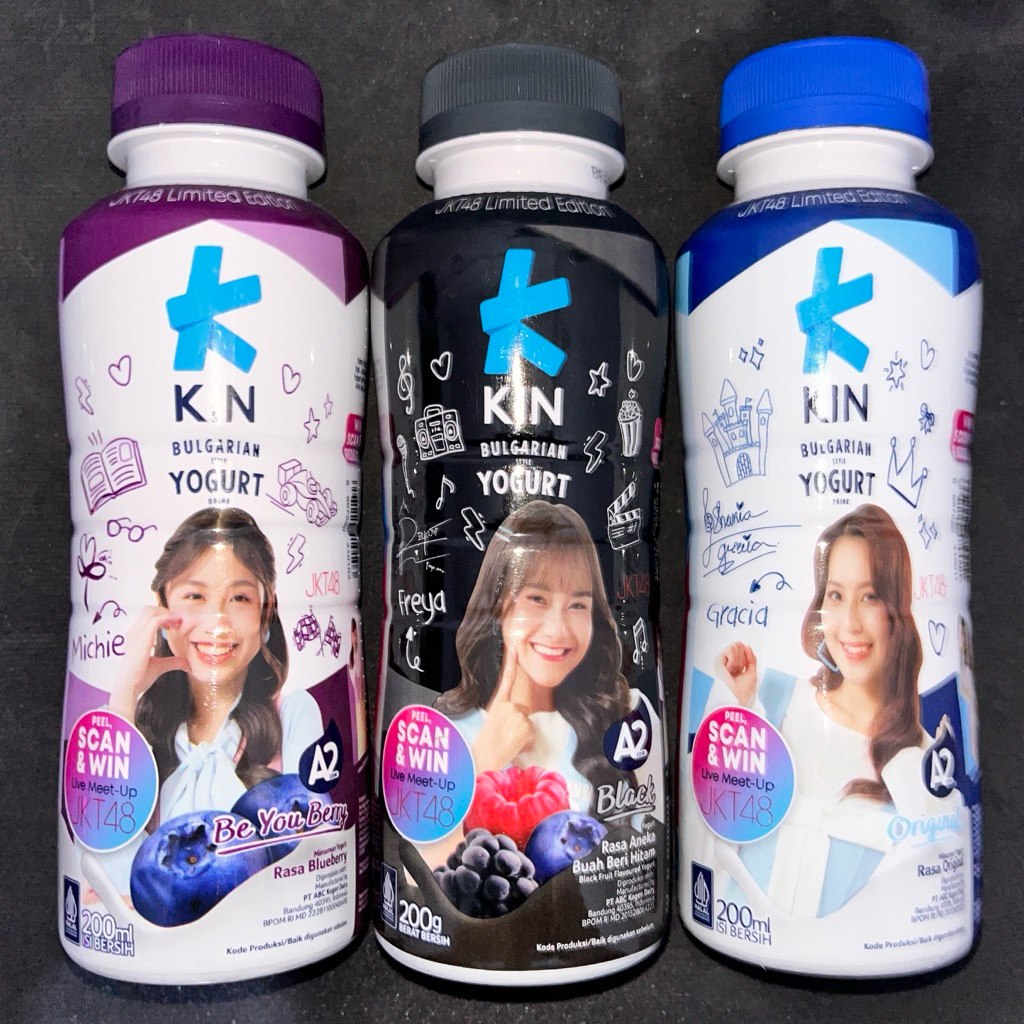 

KIN Yogurt Official x JKT48 Edisi Terbatas dengan 3 Varian Rasa Original Black Blueberry PASTIKAN BERI NOTES UNTUK RASA YANG DIPILIH Expired 2026-2027