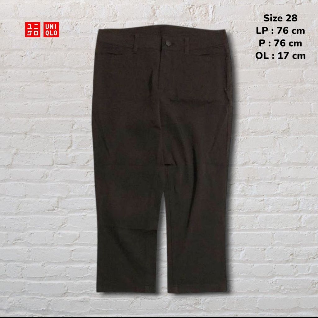 Size 28 Celana Panjang Cewek 7/8 Uniqlo Coklat Original Second Preloved #MR05