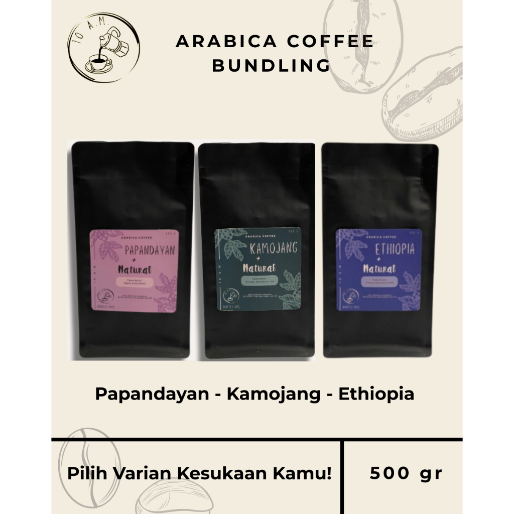 

10AM Roastery - Kopi Arabika Natural Bundling 500 Gram - Papandayan, Kamojang, Ethiopia