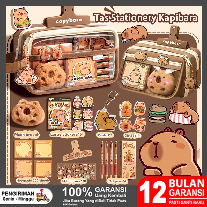 

✨Hot✨ akaibor 【TERLARIS】 Kotak Pensil Kapibara Aesthetic Korea - Tas Pensil Jumbo Berpartisi dengan Kapasitas Besar, Tempat Penyimpanan Alat Tulis Lucu untuk Pelajar