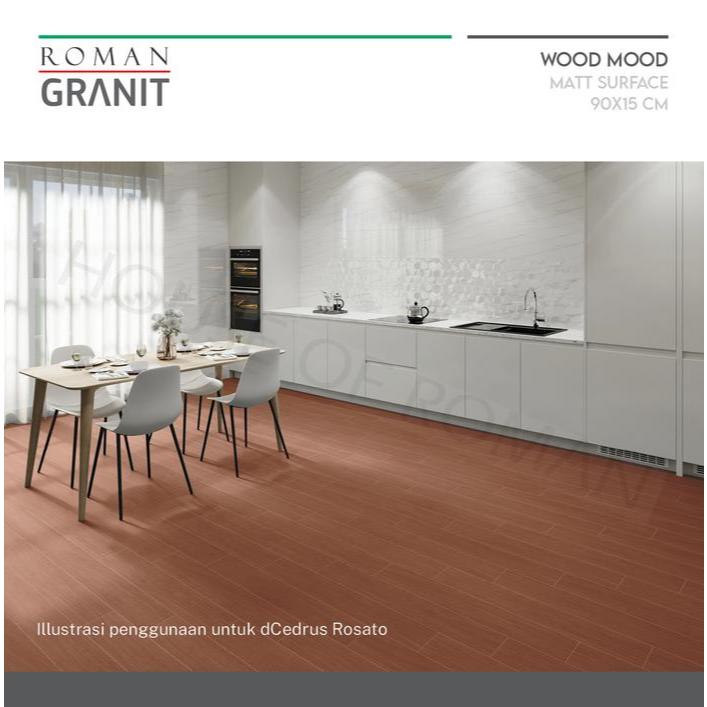 Roman Granit Lantai 15x90 dCedrus Rosato (Wood Mood) / Lantai Granit Motif Kayu Rosato / Lantai Ruma