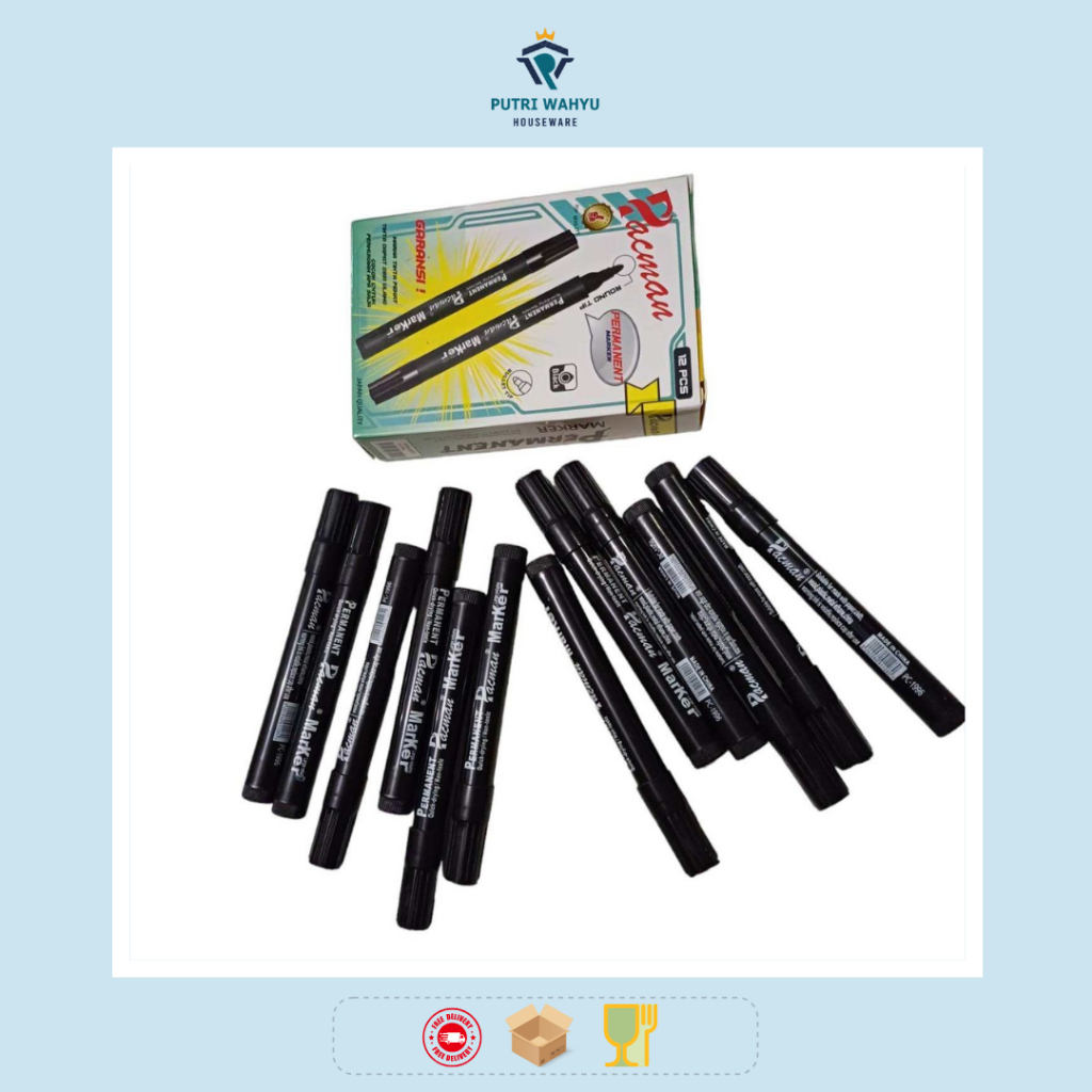 

Permanent Marker / Spidol Permanen Pacman Warna Hitam / Black