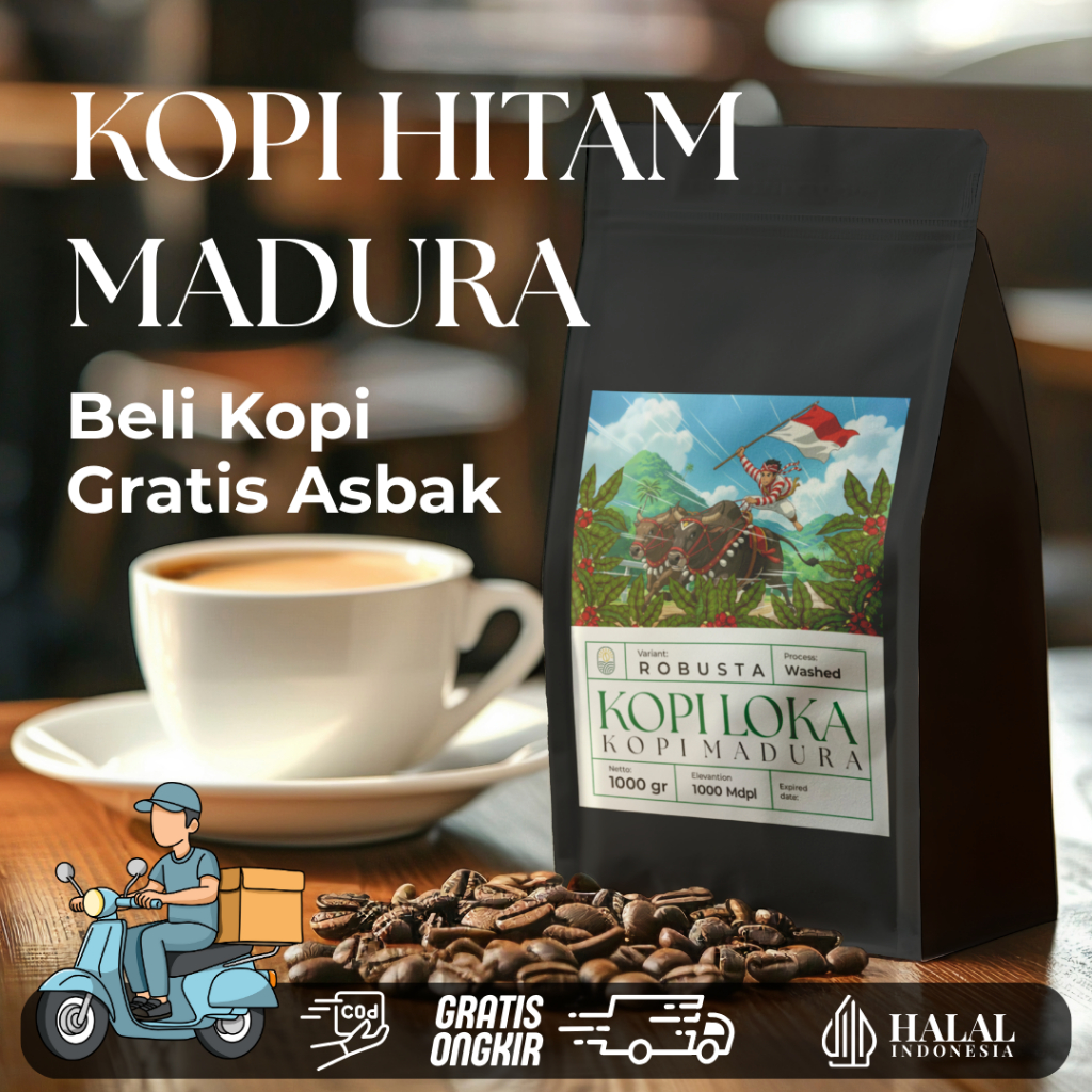 

Bubuk kopi hitam Madura (Robusta) 500gr