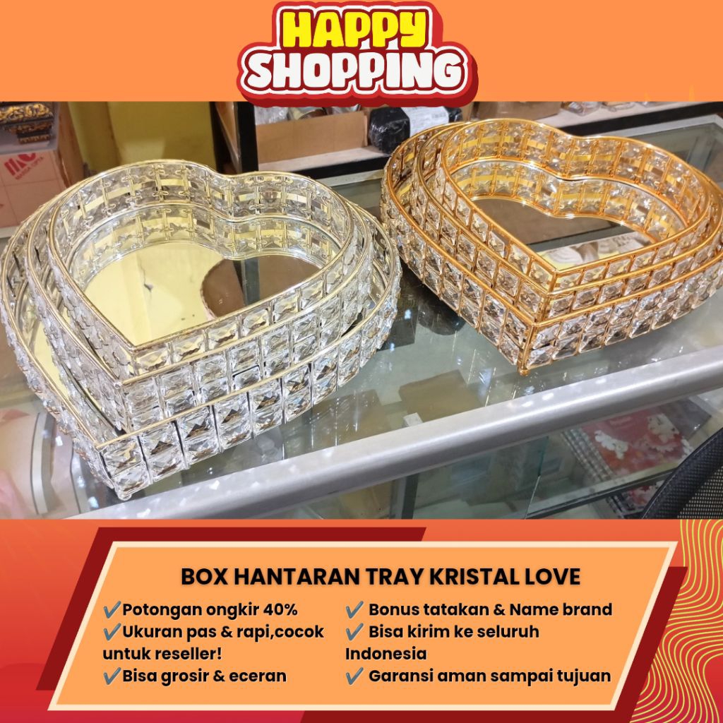 BOX HANTARAN TRAY KRISTAL LOVE+TUTUP AKRILIK Terlaris • Termurah • Kualitas Premium
