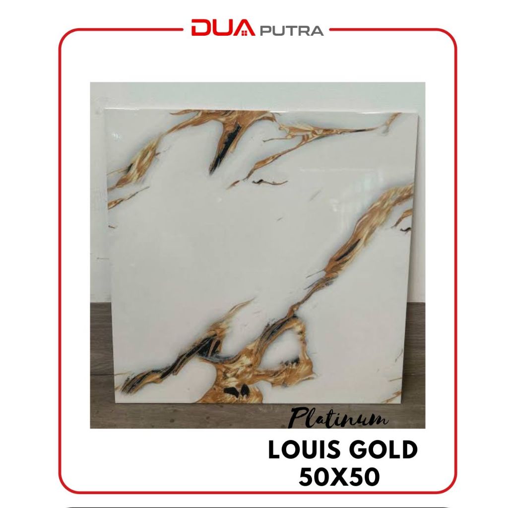 PLATINUM LOUIS GOLD GLOSSY CUTTING 50 X 50 / KERAMIK LANTAI KAMAR, DINDING KAMAR MANDI, RUANG TAMU, 