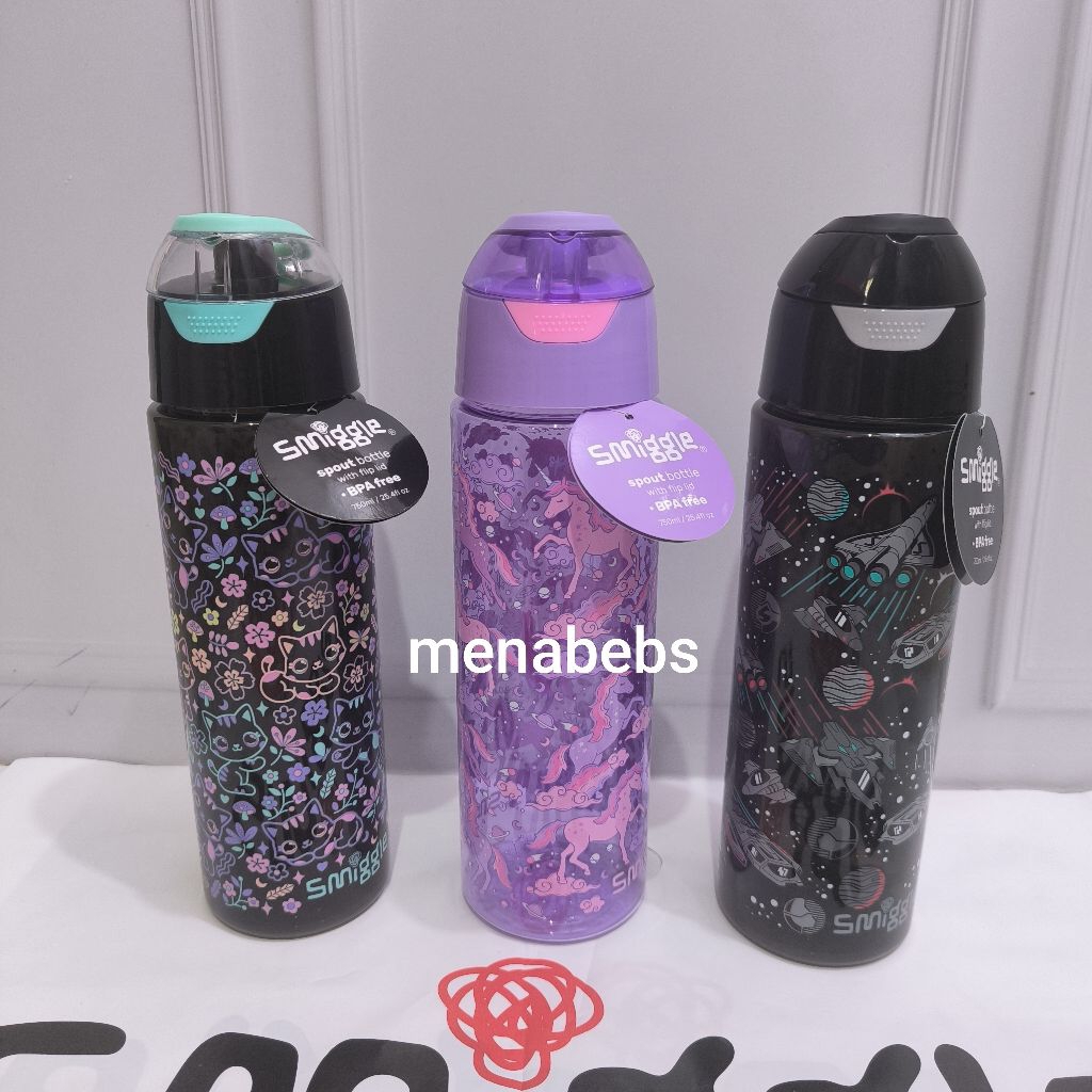 Smiggle Eclipse Plastic Flip Lid Drink Bottle 750ml ori store