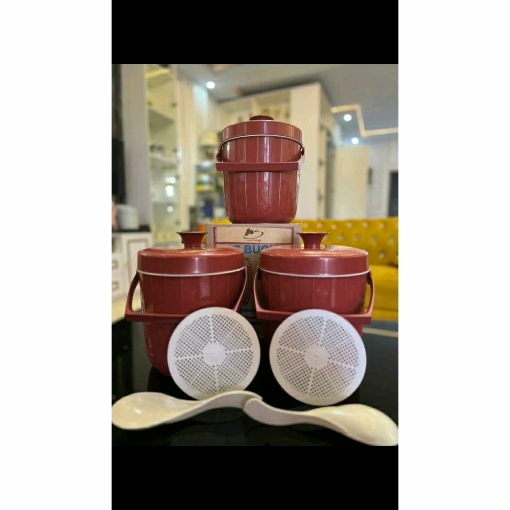 Termos Nasi/ES Mini Tahan Panas&Dingin Free Centong Dan Saringan/Ice&Rice Bucket Mini