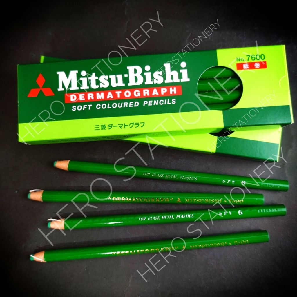 

Pensil kaca pencil glass dermatograph mitsubishi original hijau green . 12 unit