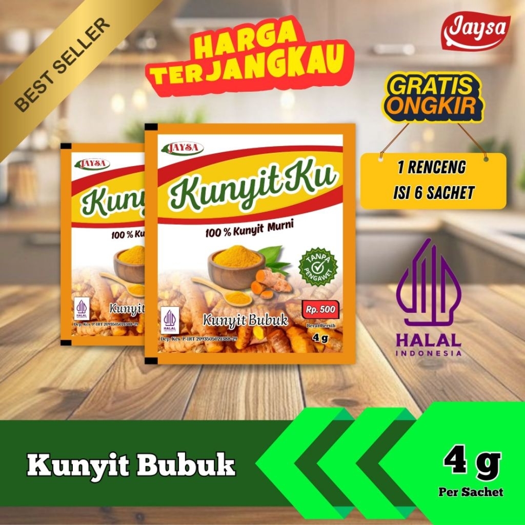 

Kunyit Bubuk Sachet – KunyitKu Tanpa Campuran | 1 Renceng 6 pcs Praktis