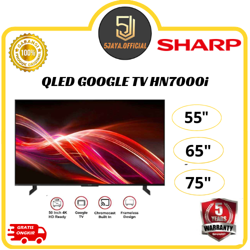 TV QLED Sharp Smart Android Google TV 55Inch / 65Inch / 75Inch / 85Inch / 98Inch - 55HN7000i / 65HN7