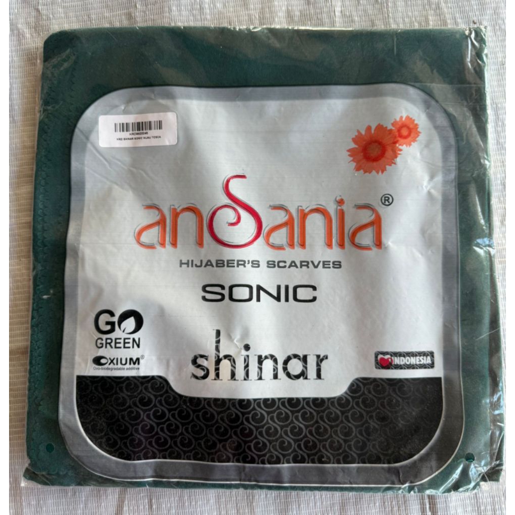 Hijab Segi Empat Kerudung Shinar Glamour Ansania Laser Cut LC Jilbab Hijab 110 X 110 Warna Hijau Tos