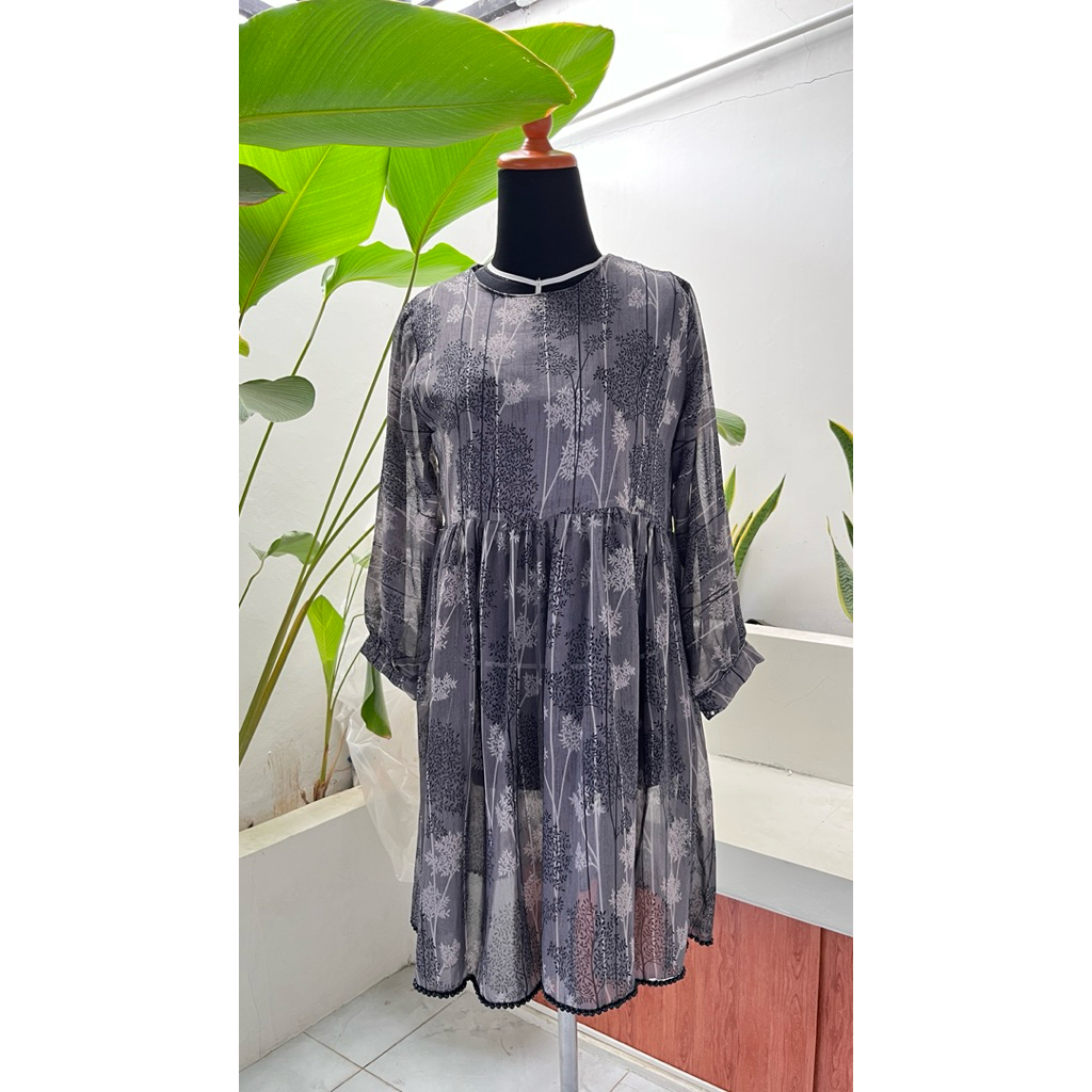 dress vintage korean style / dress vintage bunga-bunga korean style / dress tunik vintage korea