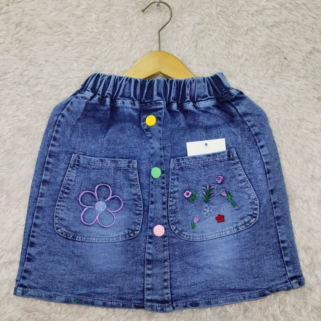 ROK MINI JEANS BORDIR SPAN MEIHAO & ROK MINI JEANS BORDIR RUFFLE MEIHAO