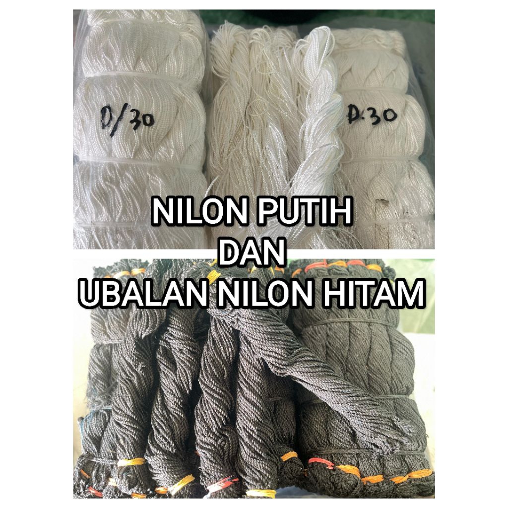 NILON / NYLON / UBALAN HITAM DAN TALI NILON PUTIH