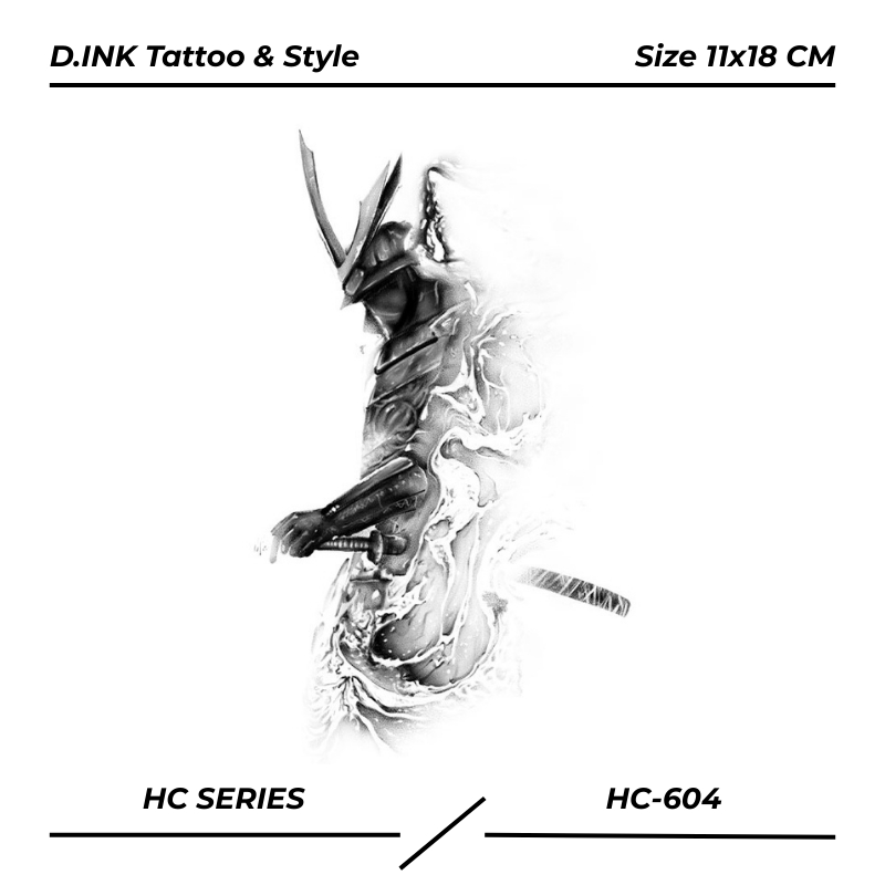 PREMIUM HC-604 Tato temporer tahan lama 1 bulan motif samurai aesthetic semi permanen fruit ink tatt