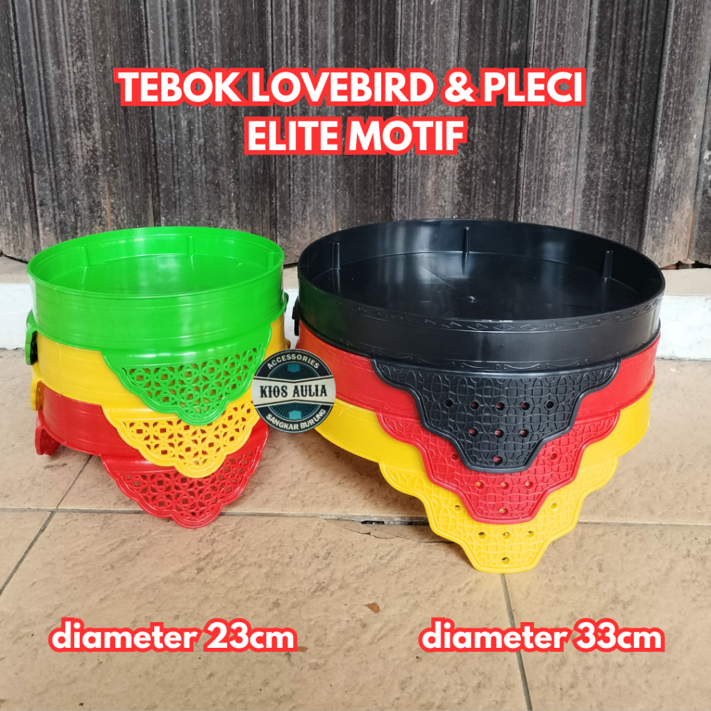 TEBOK ELITE SANGKAR BURUNG LOVEBIRD & PLECI ELITE PLASTIK MOTIF POLOS ELITE + KLEM PENGAIT