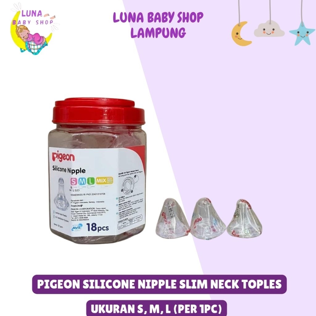 Pigeon Silione Nipple Toples Size S, M, L/Dot Slim Neck/Dot bayi/Dot karet
