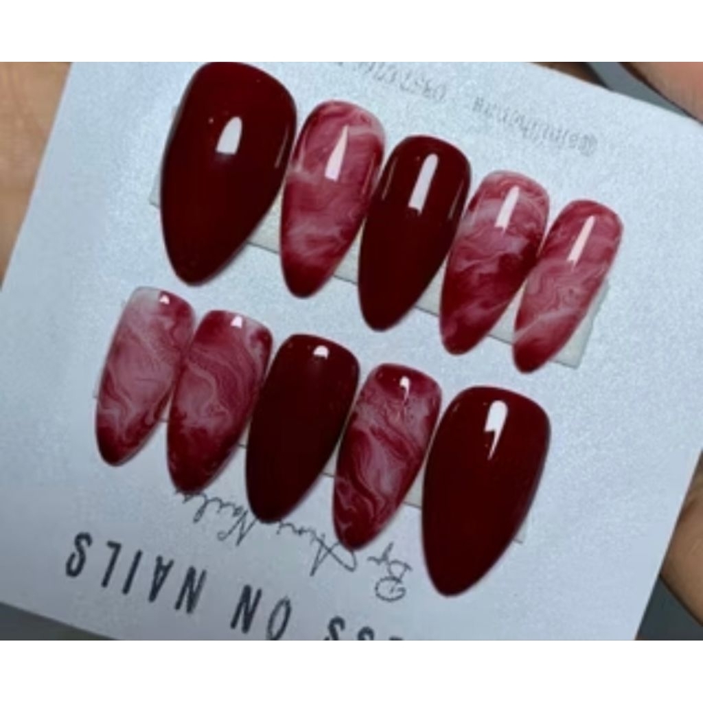 kuku palsu nail art press on nail premium marble