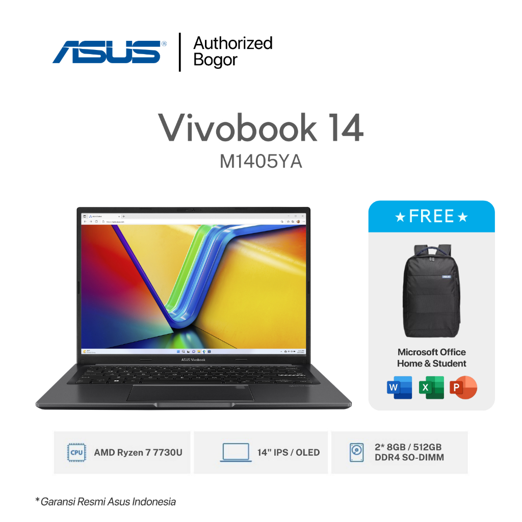 Asus Vivobook 14 M1405YA R7-7730U 16GB 512GB/1TB 14" WUXGA Win11 Garansi Resmi