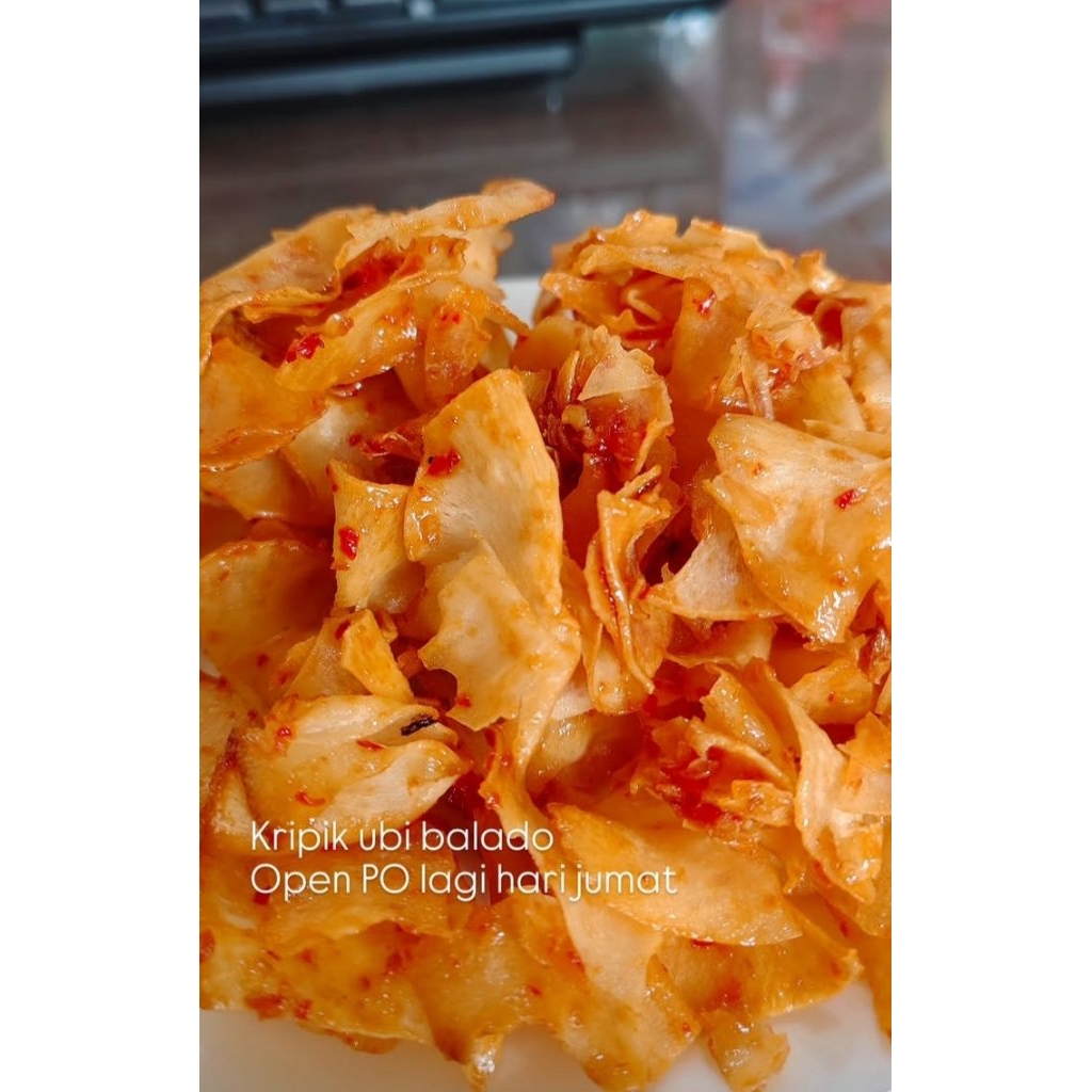 

kripik ubi balado pedas manis gurih