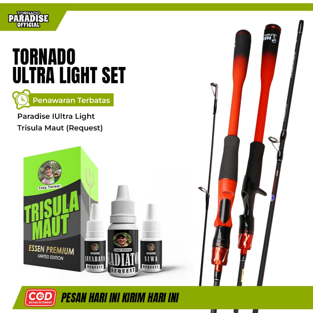 Bundling Spesial Joran Paradise UL BC atau Spinning + Essen Trisula Maut