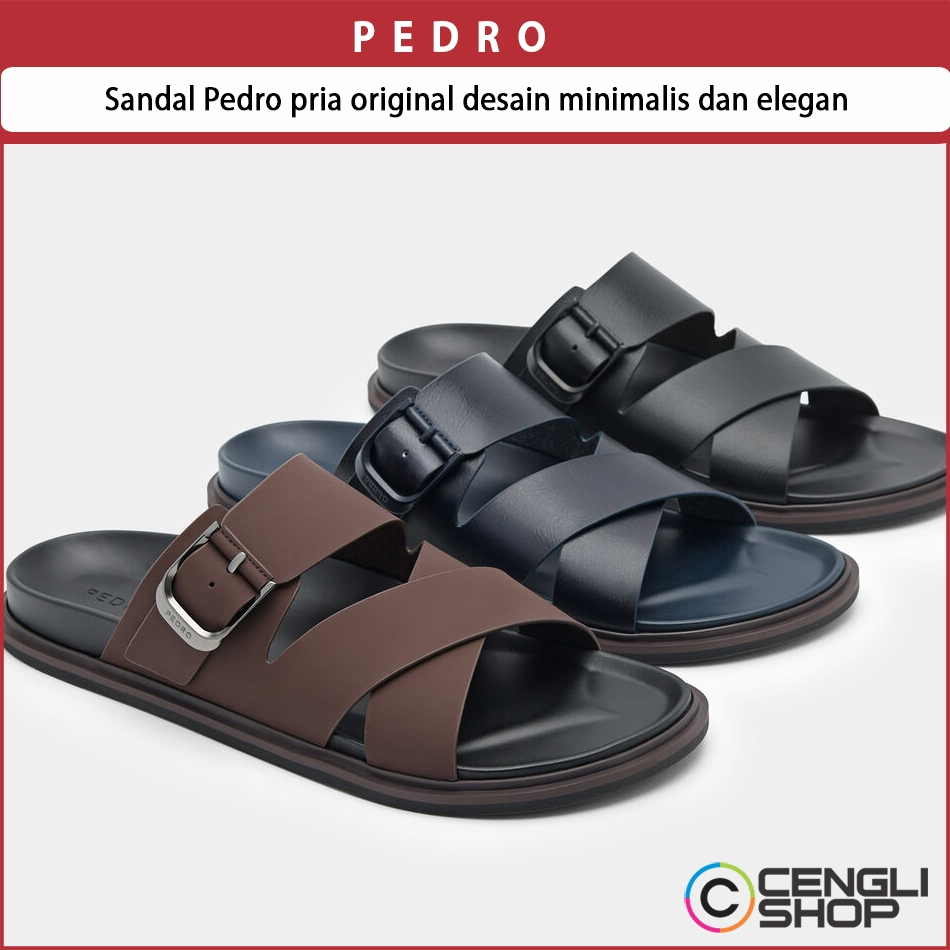 SENDAL KASUAL PEDRO PRIA ORIGINAL SLIDE TALI SILANG BRANDED PM003