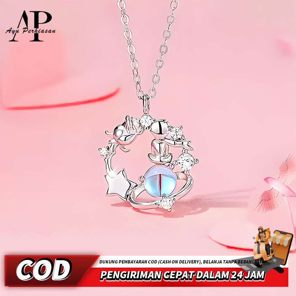 Kalung | Kalung Bintang Mars Mawar Perak 925, Wanita, Mewah Kecil, Hadiah Pacar & Ultah