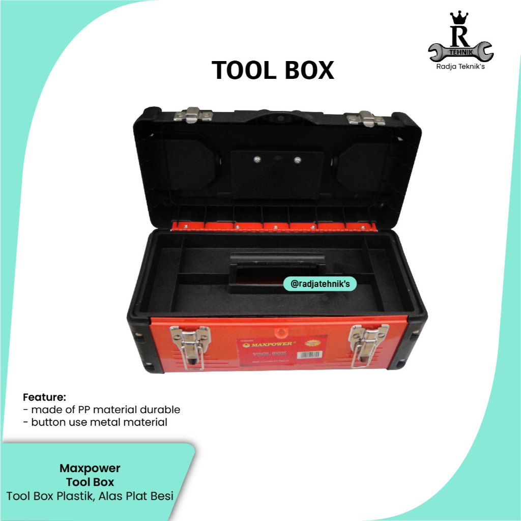 MAXPOWER Tool Box  Tool Box Plastik Alas Plat Besi  Tool Box Maxpower