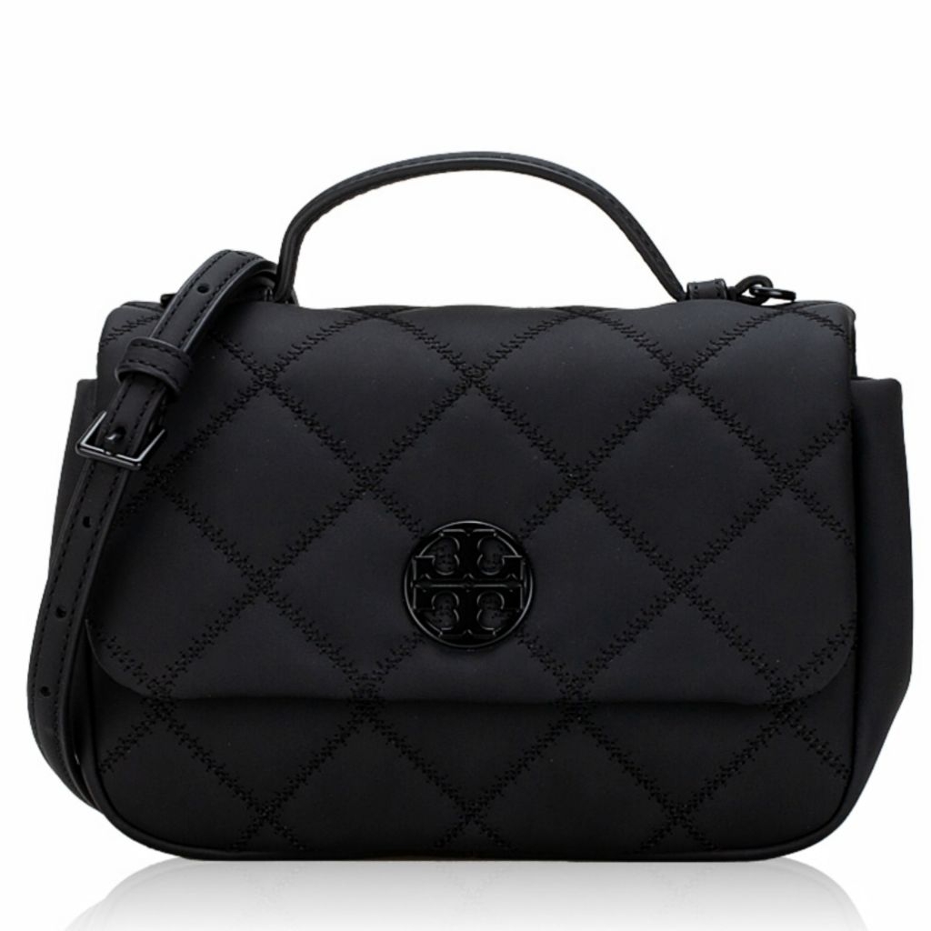 NEW TB willa matte mini top handle all black leather