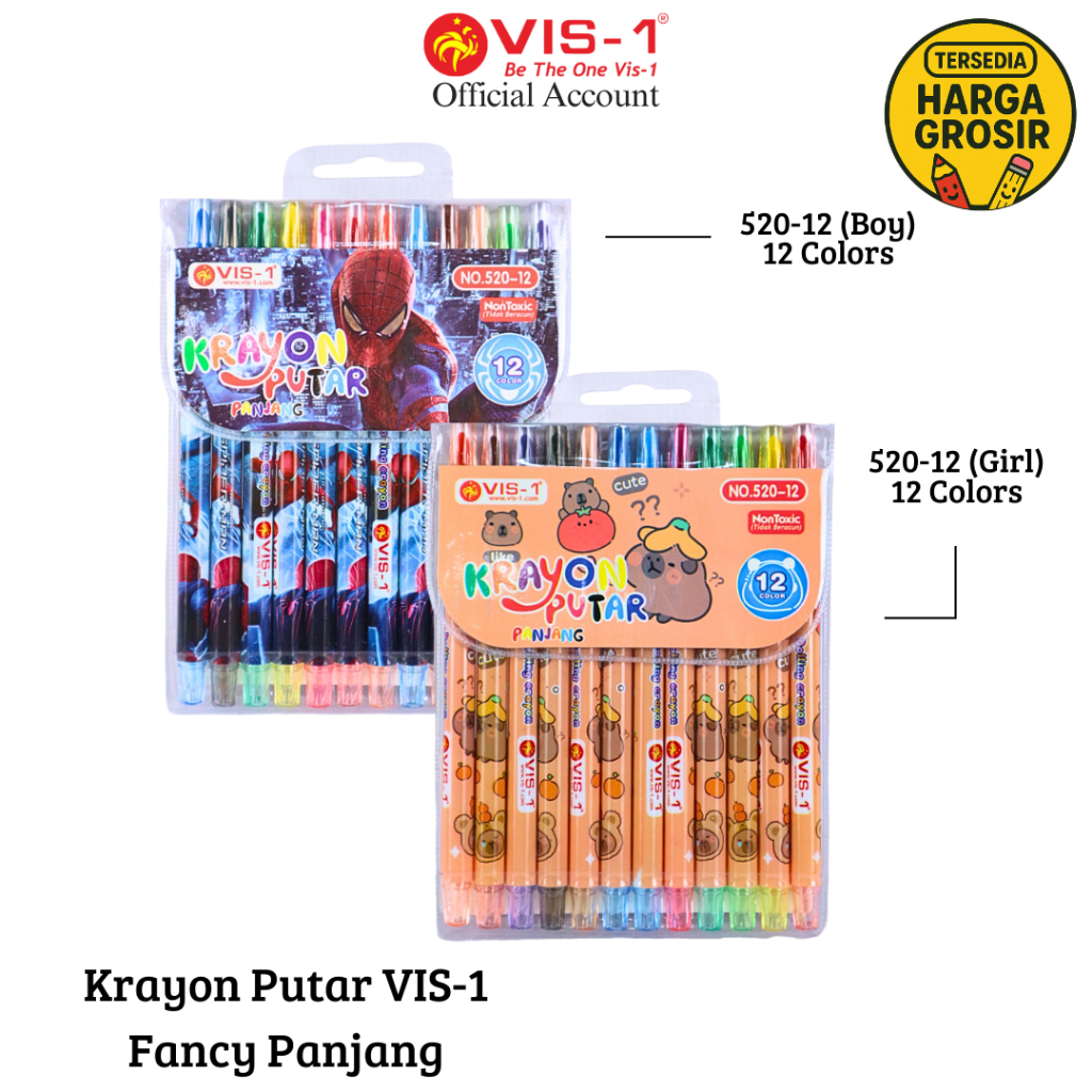 

VIS-1 - Krayon Putar Fancy 12 Warna Panjang / 12 Colors Twist Crayons