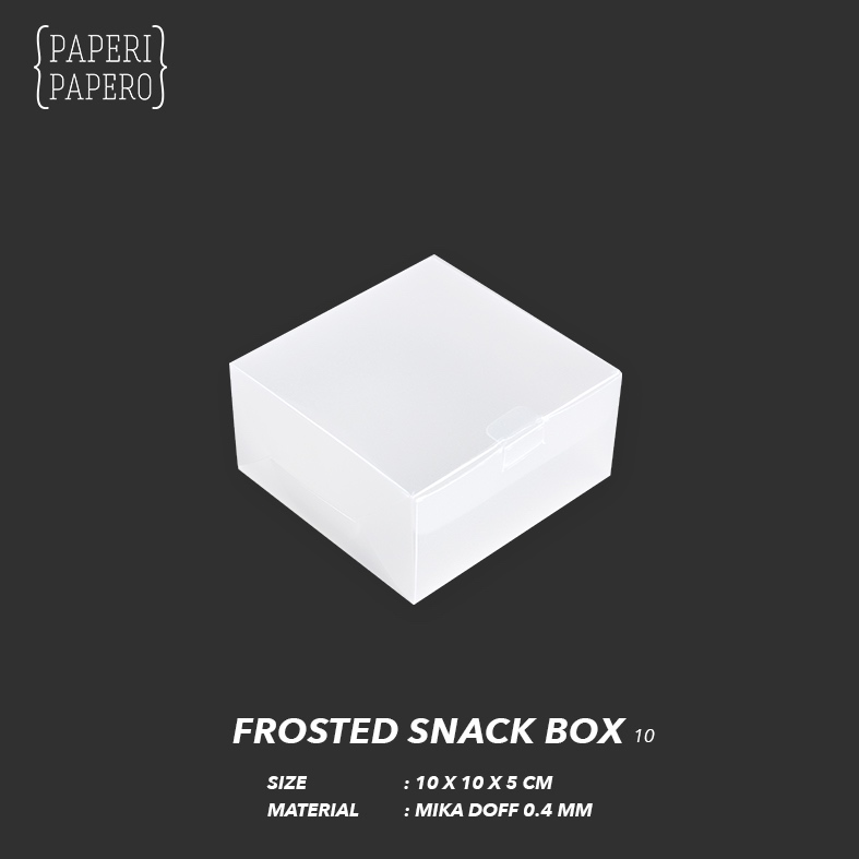 

Frosted Snack Box (10 x 10 x 5 cm) - Kotak Mika Doff Buram Kemasan Camilan / Hampers / Kue Kering