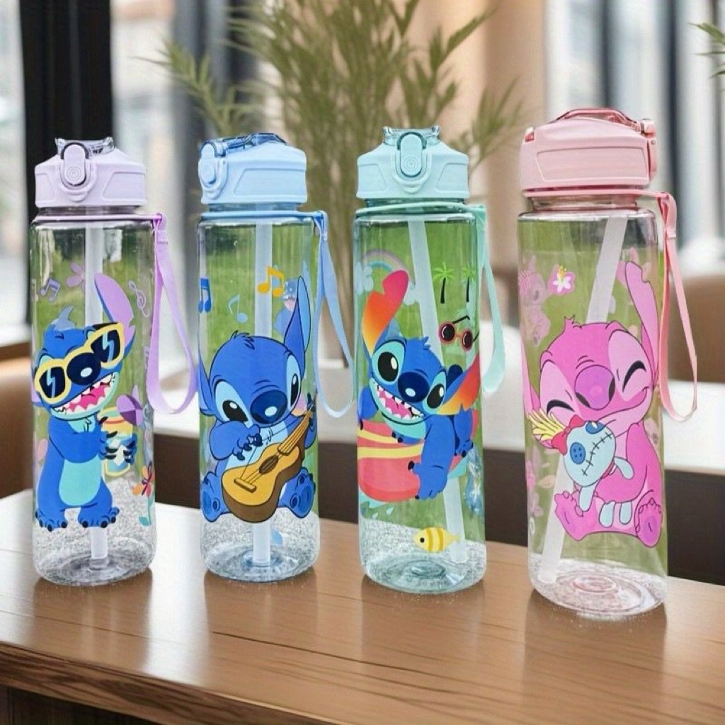 Botol Minum STITCH BENING Tumbler Plastik Karakter Anak Sedotan Bekal Sekolah Wadah Minum