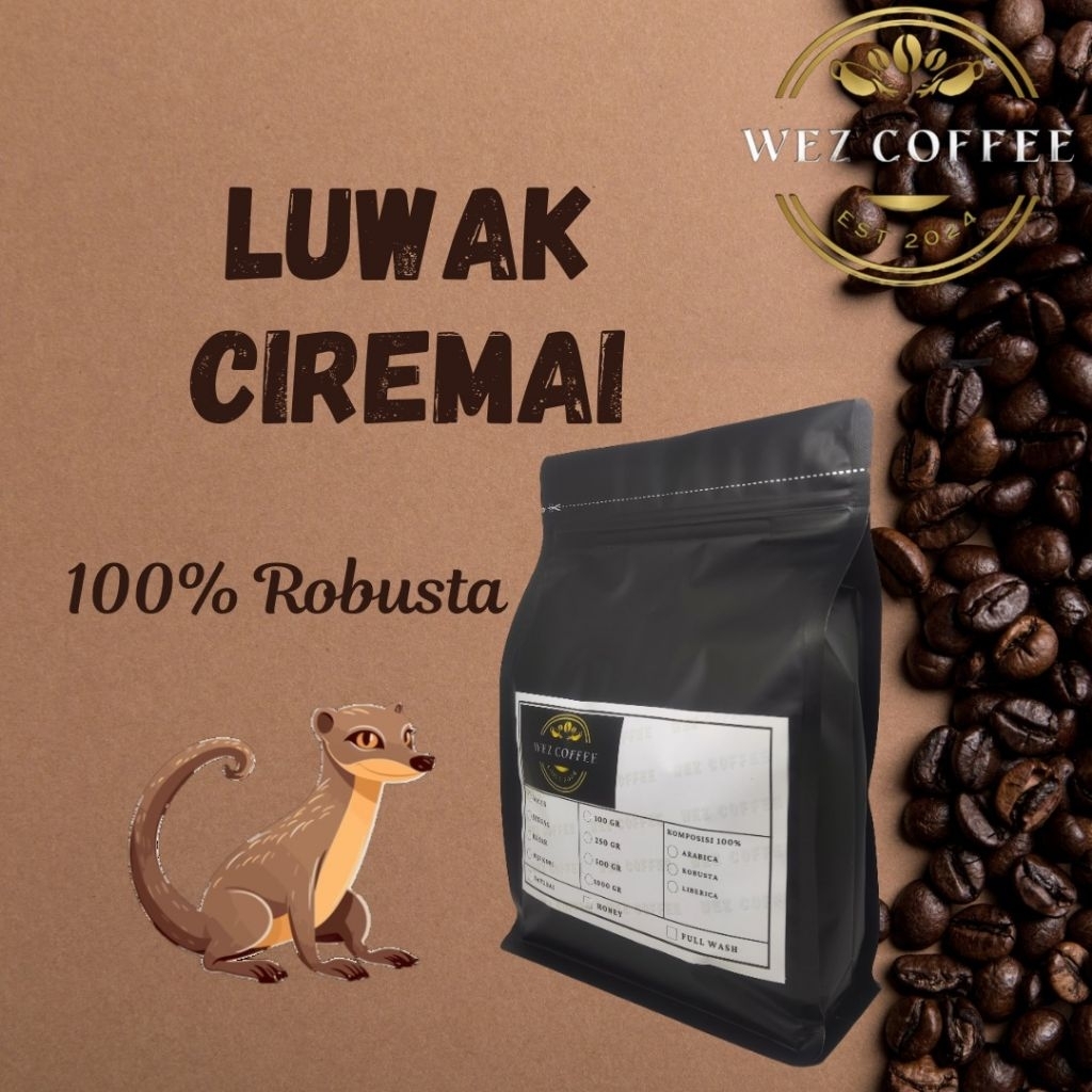 

WEZ Coffee Kopi Luwak Robusta Ciremai (Luwak Liar) 100gr & 250gr