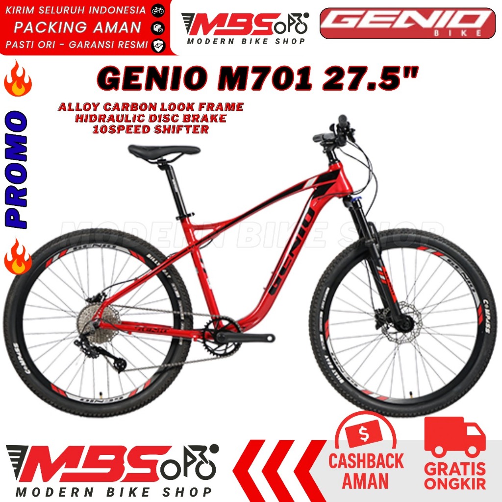 [PROMO TERBATAS] GENIO M701 M-701 SEPEDA MTB GUNUNG ALLOY 27"5 INCH BY UNITED 10 SPEED REM HIDROLIK 