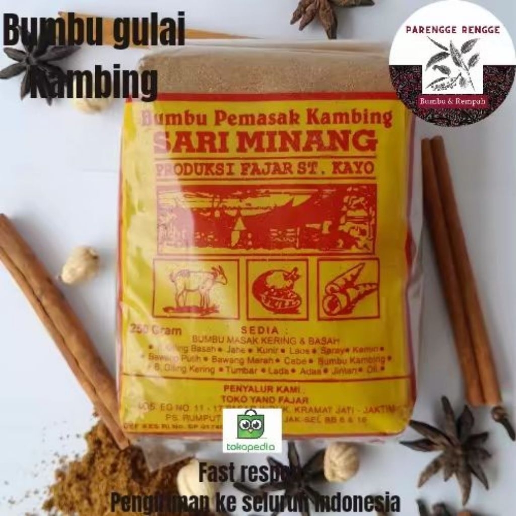 

Bumbu Pemasak kambing 250gram / Asli Sari Minang / Bumbu gulai minang