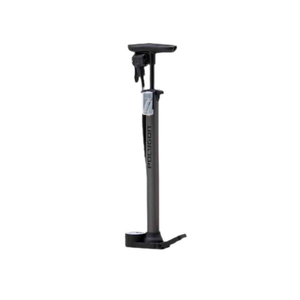 FLOOR PUMP POLYGON SHORTY PLASTIC, STEEL 160 PSI DARK GRAY pompa ban sepeda,motor