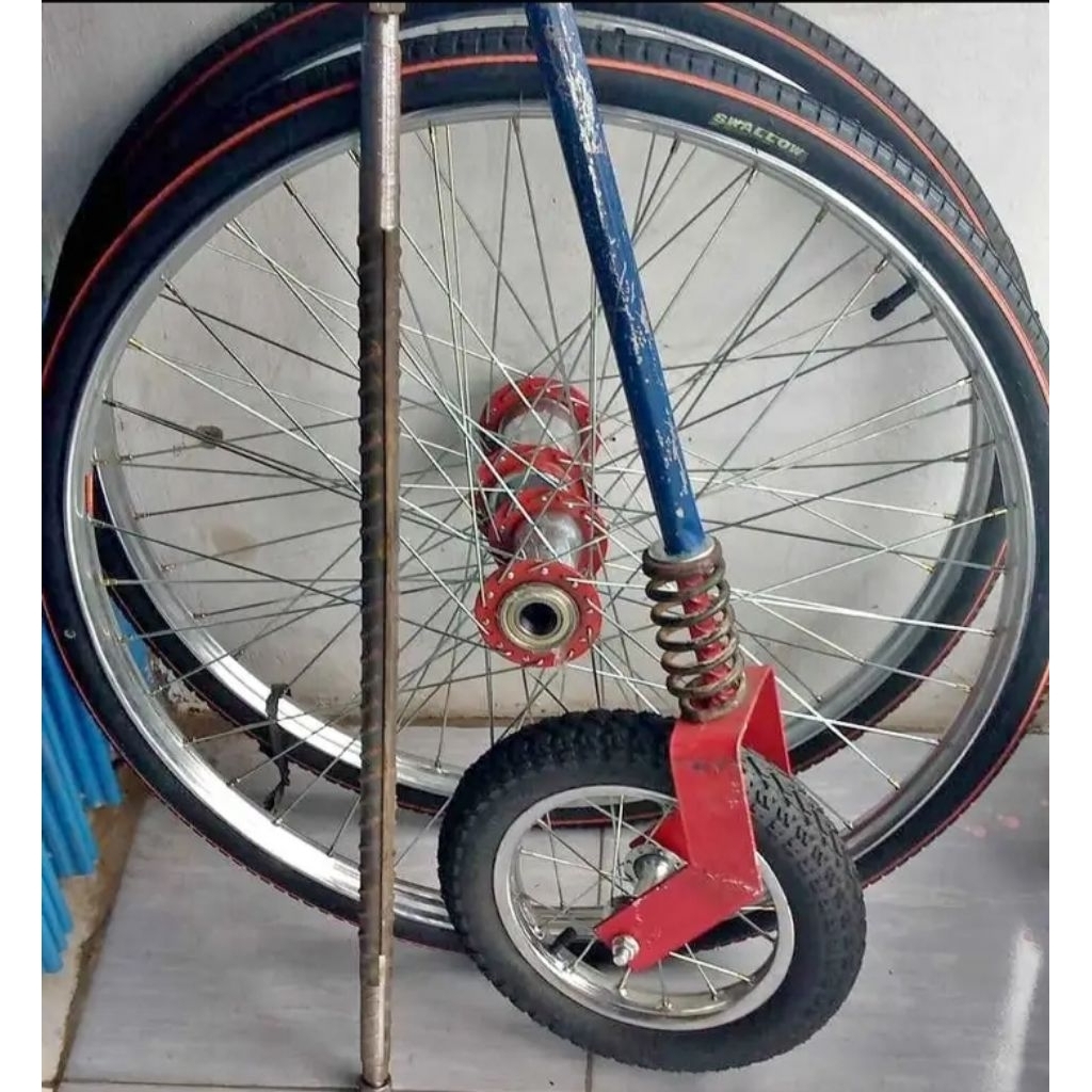 FULL SET RODA GEROBAK VELG BECAK+AS+RODA BELAKANG[ukuran 12in] TINGGAL PASANG SAJA