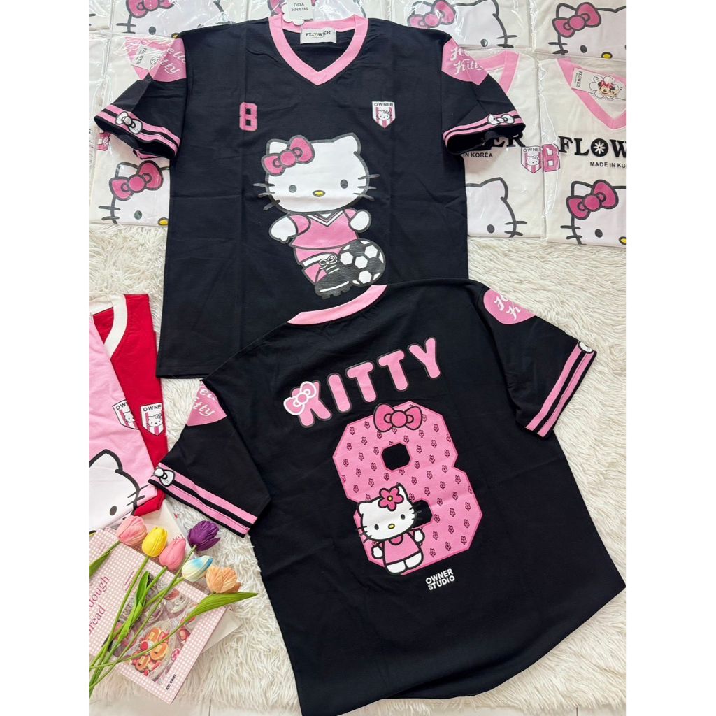 Kaos Import FLOWER Motif Kitty Ball - Kaos  Oversize Import Bangkok Motif Karakter