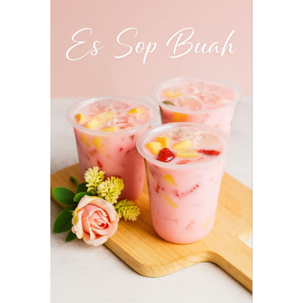 Es Sop Buah Gelas Cup Oz 16 Isian Full Es batu terpisah