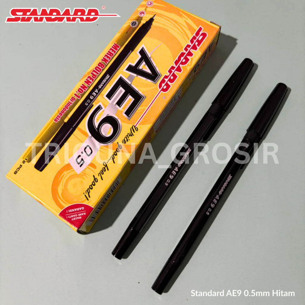 

Pulpen Bolpoin Standard AE9 Hitam 0,5mm (12pcs)