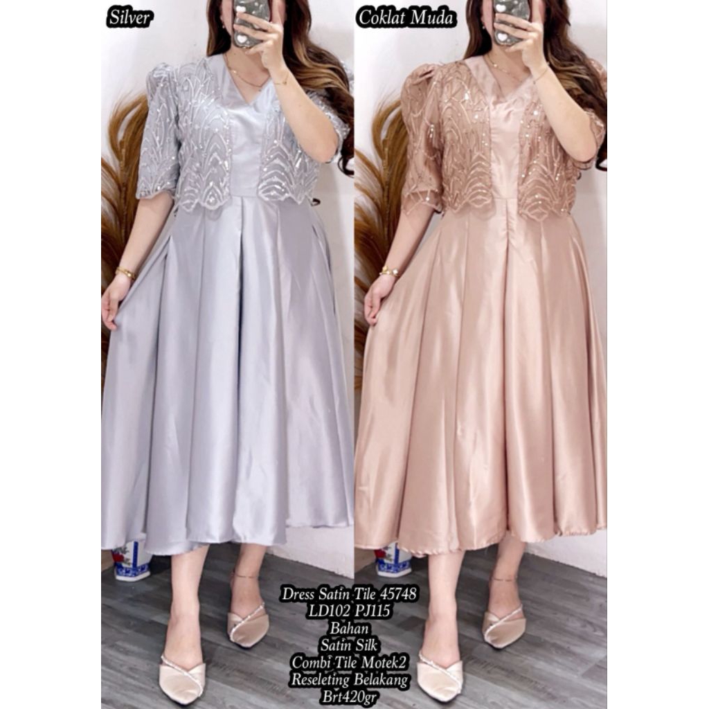 Bridesmaid/dress tile satin/dress tile mewah 45748/gaun pesta