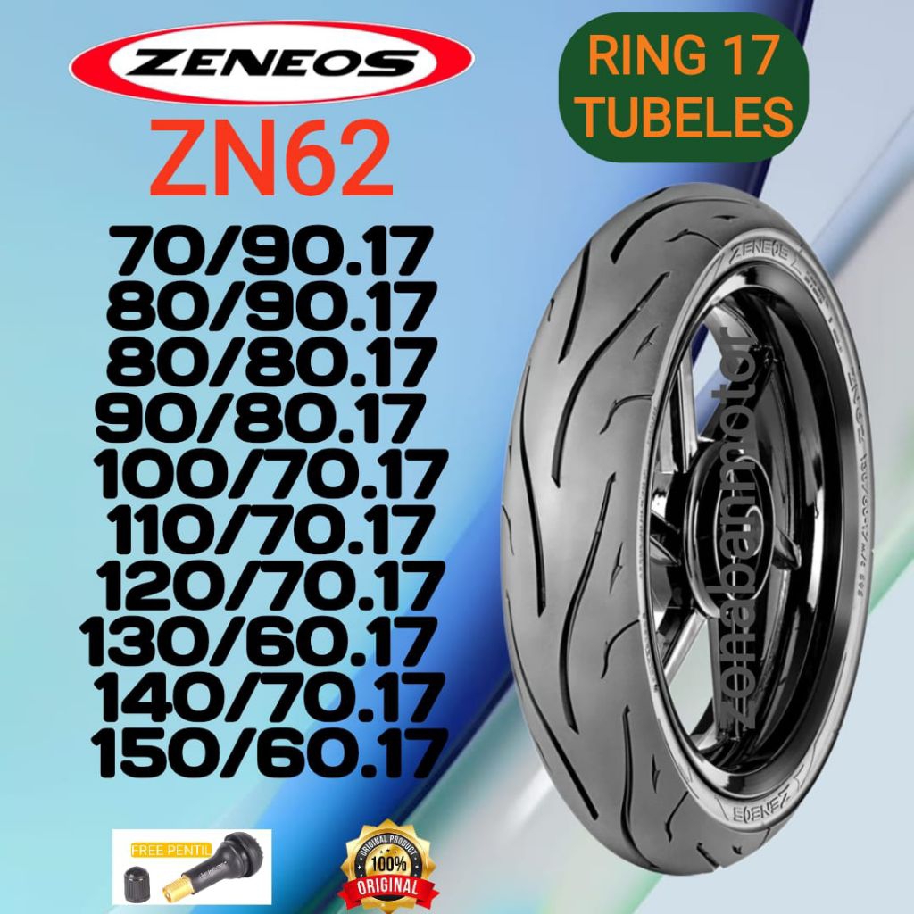 BAN TUBELES ZENEOS ZN62 RING 17 (80/80.17, 90/80.17, 70/90.17, 8/90.17, 100/70.17, 110/70.17, 120/70