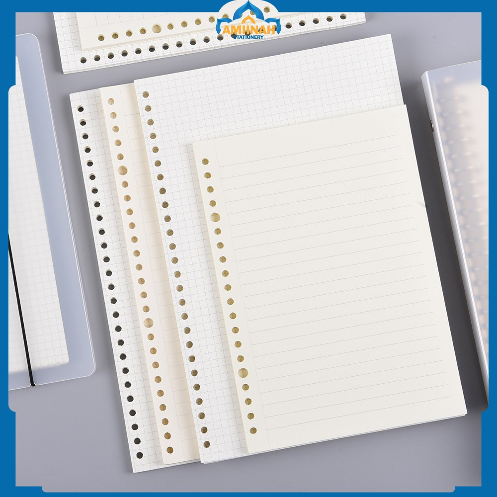 

Isi Binder A5 Putih Garis dan Grid 20 Lubang / Kertas Loose Leaf A5 Polos untuk Catatan Jurnal Amiinah Stationery A106